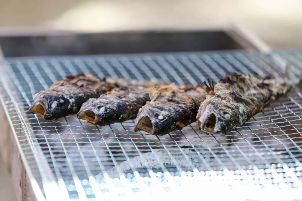 釣った魚は魚焼きコーナー（有料）で調理